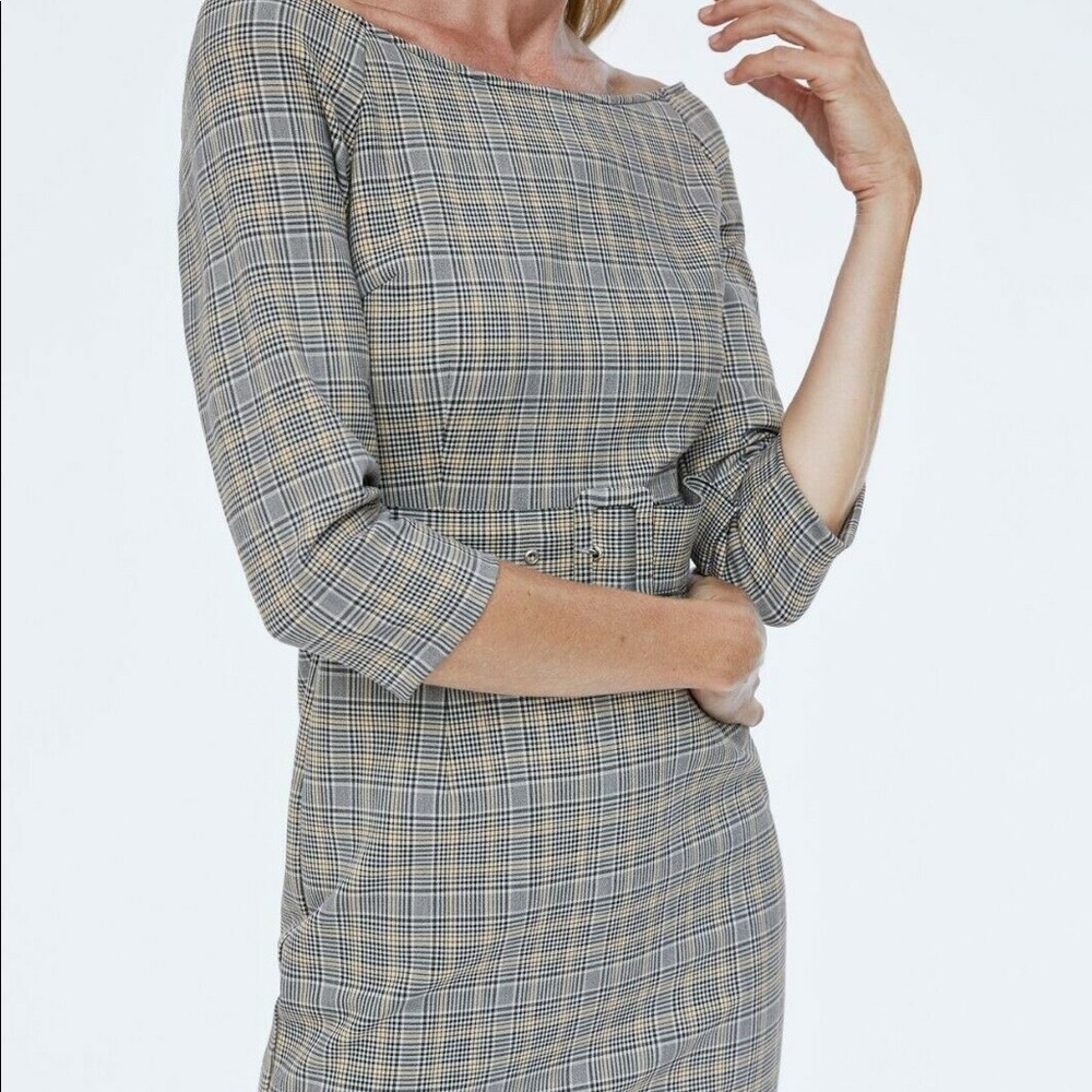 Zara Belted Checkered Dress - Picture 2 of 10